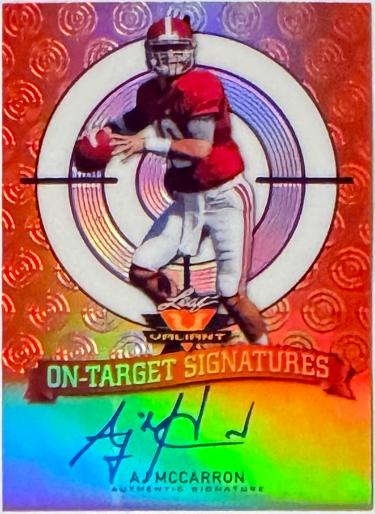 AJ McCarron signed 2014 Leaf Valiant On-Target Orange Prismatic On Card Auto- /25 (Alabama Crimson Tide)