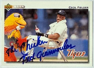 The Famous Chicken Ted Giannoulas signed 1992 Upper Deck On Card Auto #255- COA