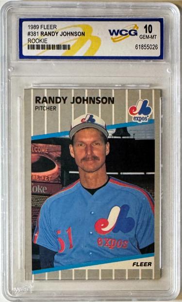 Randy Johnson 1989 Fleer Rookie Card (RC) #381- WCG Graded 10 Gem Mint (Montreal Expos)
