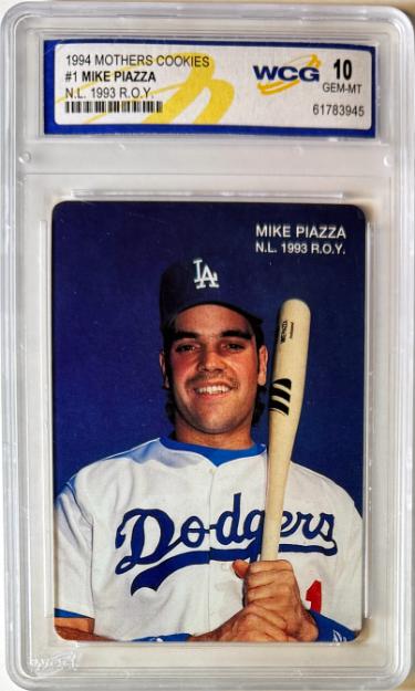 Mike Piazza 1994 Mothers Cookies ROY Card #1- WCG Graded 10 Gem Mint (Los Angeles Dodgers)
