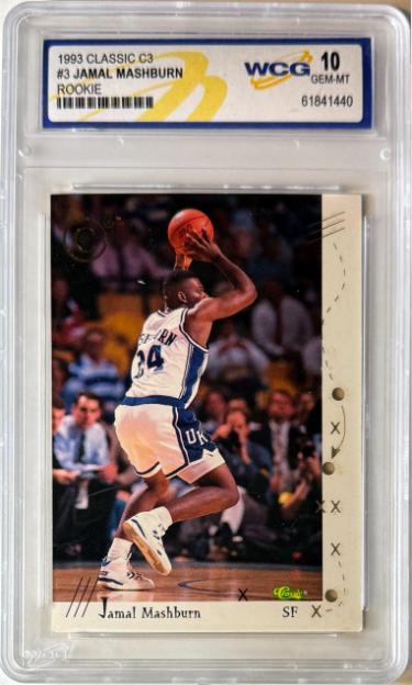 Jamal Mashburn 1993 Classic C3 Rookie Card RC #3-WCG Graded 10 Gem Mint (Kentucky Wildcats)