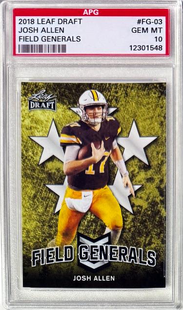 Josh Allen 2018 Leaf Draft Field Generals Rookie Card #FG-03-APG Graded 10 Gem Mint (Wyoming/Buffalo Bills)