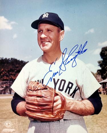 Enos Slaughter signed New York Yankees MLB 8x10 Photo imperfect- COA (HOF/10XAS)