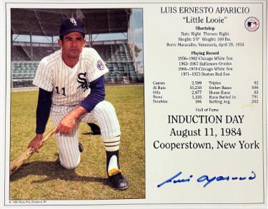 Luis Aparicio signed Chicago White Sox MLB Licensed Hall of Fame Induction Day 8x10 Photo/Card- COA