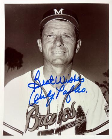 Andy Pafko signed Milwaukee Braves 8x10 Photo imperfect Best Wishes- Stacks of Plaques COA