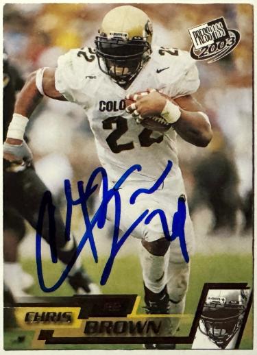 Chris Brown signed 2003 Press Pass Rookie On Card Auto #612- COA (Colorado/Titans)
