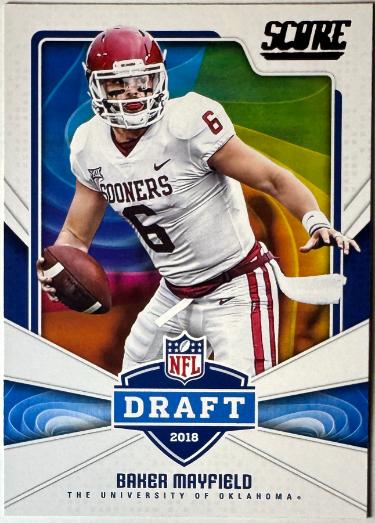 Baker Mayfield 2018 Panini Score NFL Draft Rookie Card (RC) #17 (Oklahoma/Bucaneers)
