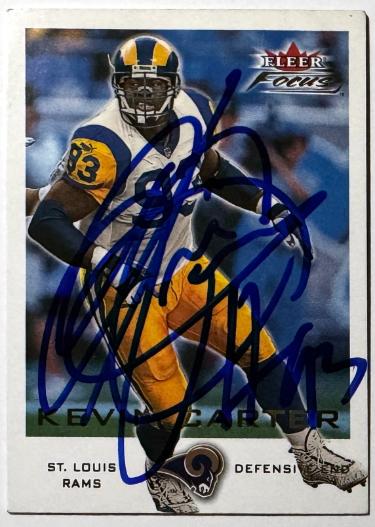 Kevin Carter signed 2000 Fleer Focus On Card Auto #103- COA  (Rams/Titans)