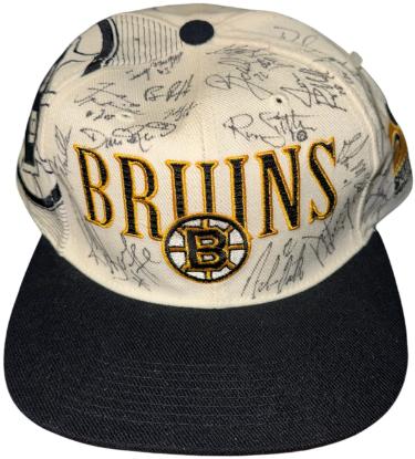 1995-96 Boston Bruins Team Signed NHL Center Ice Hat/Cap 24 Sigs - Beckett Bourque/Oates/Bucyk/Donato