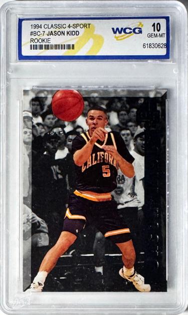 Jason Kidd 1994 Classic 4-Sport RC Card #BC-7- WCG Graded 10 Gem Mint (California Bears)