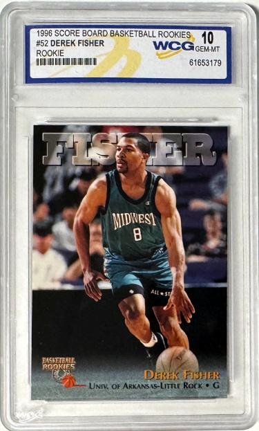Derek Fisher 1996 Score Board Rookie Card #52-WCG Graded 10 Gem Mint (Arkansas-Little Rock Trojans/Los Angeles Lakers)