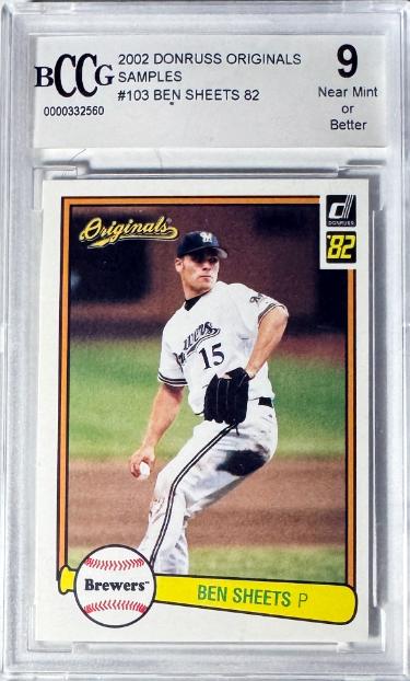 Ben Sheets 2002 Donruss Originals Samples Card #103- BCCG Graded 9 Near Mint (Milwaukee Brewers)