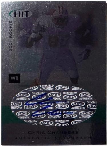 Chris Chambers signed 2001 Sage Hit Rookie Foilboard Auto Card #A44 (Wisconsin)