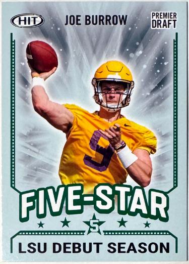 Joe Burrow 2020 Sage Hit Premier Draft Five-Star Green Rookie Card (RC) #91 (LSU)