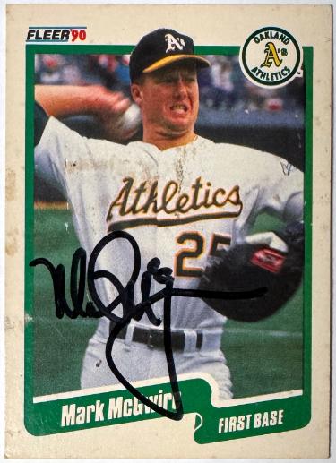 Mark McGwire signed 1990 Fleer On Card Auto #15- COA (Oakland A's)