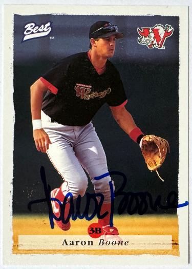 Aaron Boone signed 1995 Best Rookie On Card Auto #65-COA (Winston-Salem Warthogs)