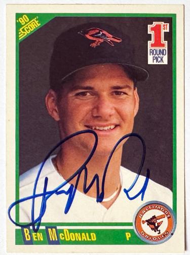 Ben McDonald signed 1990 Score Rookie on Card Auto #680 - COA (Baltimore Orioles)