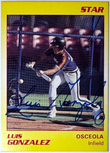 Luis Gonzalez signed 1989 Star Minor League On Card Auto #15-COA (Osceola Astros)