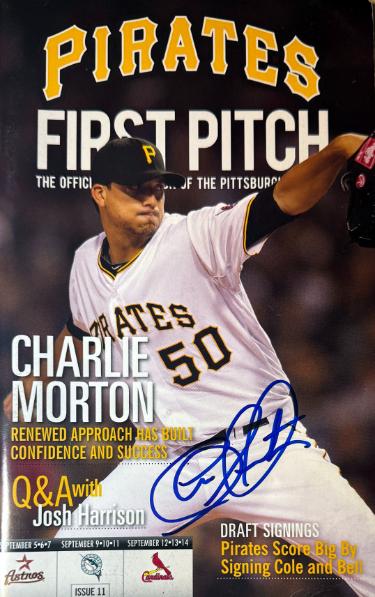 Charlie Morton signed 2011 Pittsburgh Pirates First Pitch Program- COA (2X WSC)