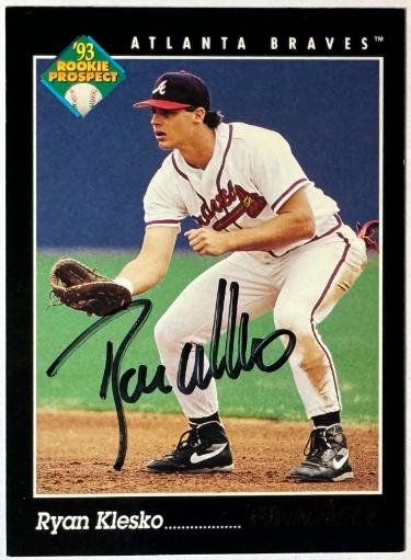 Ryan Klesko signed 1993 Pinnacle Rookie Prospect On Card Auto #251- COA (Atlanta Braves)