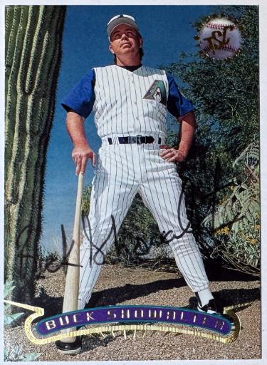 Buck Showalter signed 1996 Topps Stadium Club On Card Auto #356 - COA (Arizona Diamondbacks)