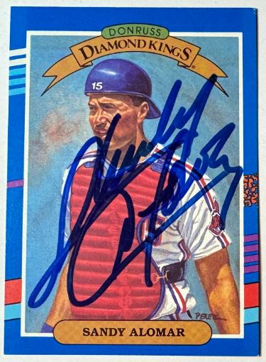 Sandy Alomar signed 1990 Donruss Diamond Kings On Card Auto #13- COA - Cleveland
