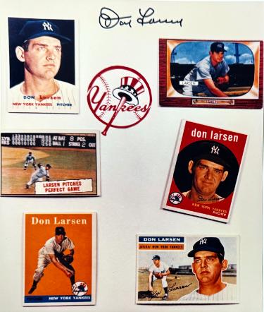 Don Larsen signed New York Yankees Card Collage 8x10 Photo- COA (1956 Perfect Game/No Hitter)