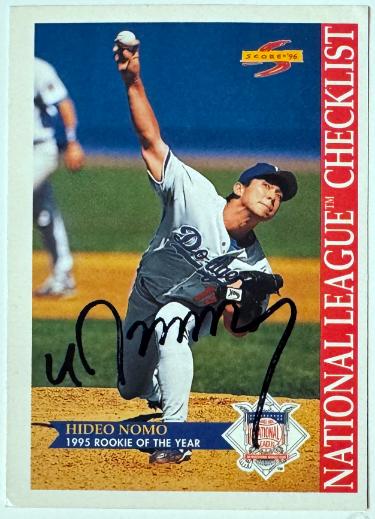 Hideo Nomo signed 1996 Score National League Checklist On Card Auto #514- COA (Los Angeles Dodgers)