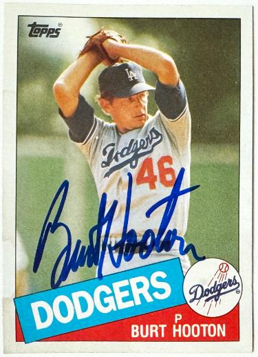 Burt Hooton signed 1985 Topps On Card Auto #201 - COA (Los Angeles Dodgers)