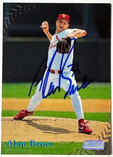 Alan Benes signed 1998 Topps Stadium Club On Card Auto #114- COA (St. Louis Cardinals)