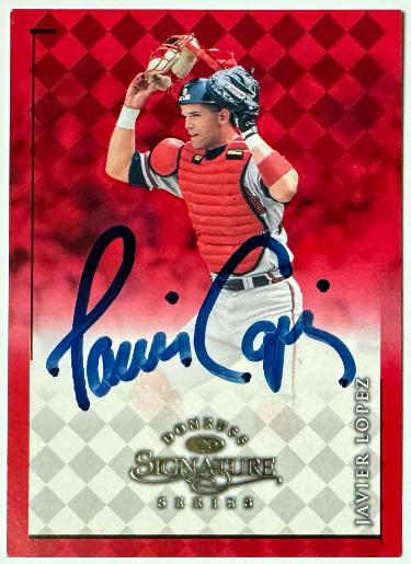 Javier Lopez signed 1998 Donruss Signature Series On Card Auto (Atlanta Braves)