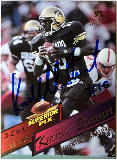 Kordell Stewart signed 1995 SuperiorPix Autographs Rookie On Card Auto #84-/6500 (Colorado Buffaloes/Steelers)