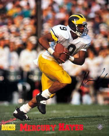 Mercury Hayes signed Signature Rookies 8x10 Photo- Signature Rookies Hologram/COA (Michigan/Saints)