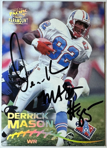 Derrick Mason signed 1998 Pacific Paramount On Card Auto #236- COA (Tennessee Oilers)