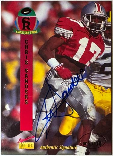 Chris Sanders Signed 1995 Signature Rookies On Card Auto #35- /3000 (Ohio State Buckeyes/Oilers/Titans)