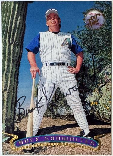 Buck Showalter signed 1996 Topps Stadium Club On Card Auto #356 - COA (Arizona Diamondbacks)
