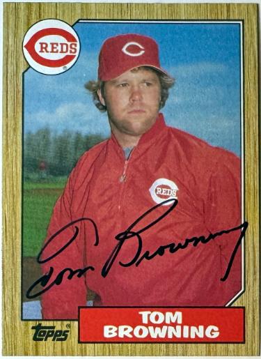 Tom Browning signed 1987 Topps On Card Auto #65- COA (Cincinnati Reds)