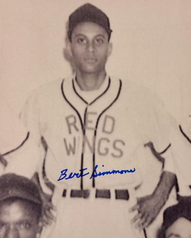 Bert/Hubert Simmons signed Greensboro Red Wings Negro League 8x10 Photo imperfect- COA