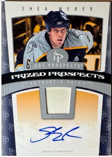 Shea Weber signed 2006-07 Fleer Hot Prospects Prized Auto/Patch RC Card #120 (Nashville Predators)