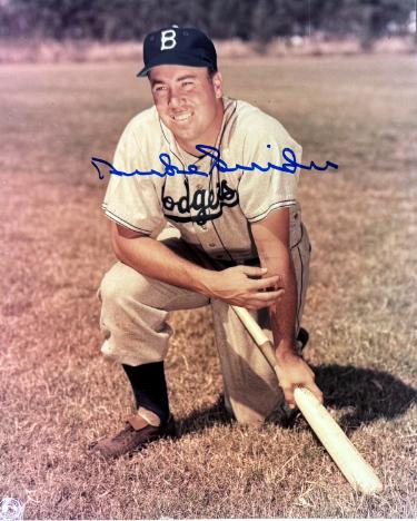 Duke Snider signed Los Angeles Dodgers MLB 8x10 Photo minor dings-COA (HOF/2X WSC)