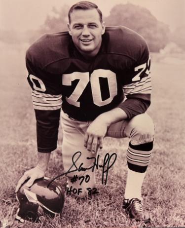 Sam Huff signed Washington/New York Giants 8x10 Photo #70 w/ HOF 82 imperfect- COA/Ticket