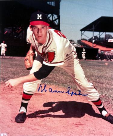 Warren Spahn signed Milwaukee Braves MLB 8x10 Photo imperfect- COA (HOF/1957 CY)
