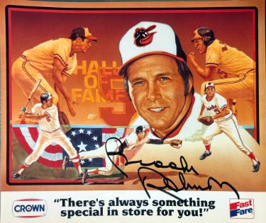 Brooks Robinson signed Baltimore Orioles Crown Fast Fare 8x10 Photo imperfect- COA (HOF/16GG)