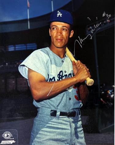 Maury Wills signed Los Angeles Dodgers MLB 8x10 Photo imperfect- COA/Show Ticket
