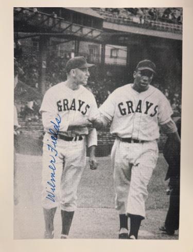 Wilmer Fields signed Homestead Grays Negro League 8.5x11 Photo imperfect- COA