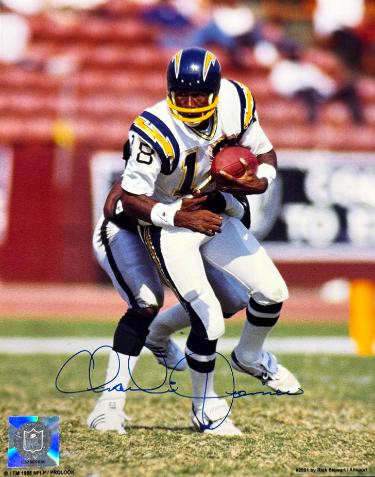 Charlie Joiner signed San Diego Chargers NFL 8x10 Photo imperfect- COA (HOF)