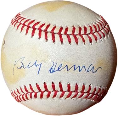 Billy Herman signed Official RONL Rawlings National League Baseball toned- COA (Chicago Cubs/HOF)