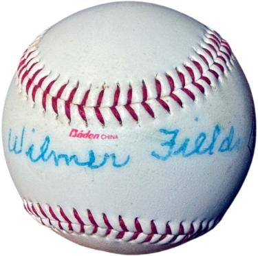 Wilmer Fields signed Baden Negro League Museum Logo Baseball faded/bleeding as shown- faded/bleed- COA (Homestead Grays)