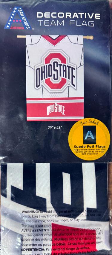 Ohio State Buckeyes NCAA 2 Sided Suede Foil Jersey House Flag-29x43 New (Sealed)