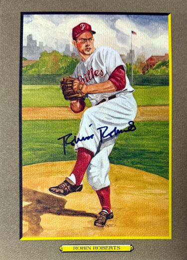 Robin Roberts signed Philadelphia Phillies Perez Steele Great Moments 5.75x8 Postcard- Beckett (HOF)